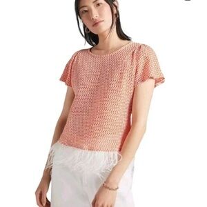Eva Franco Women's Orange Patterned Top with fringe